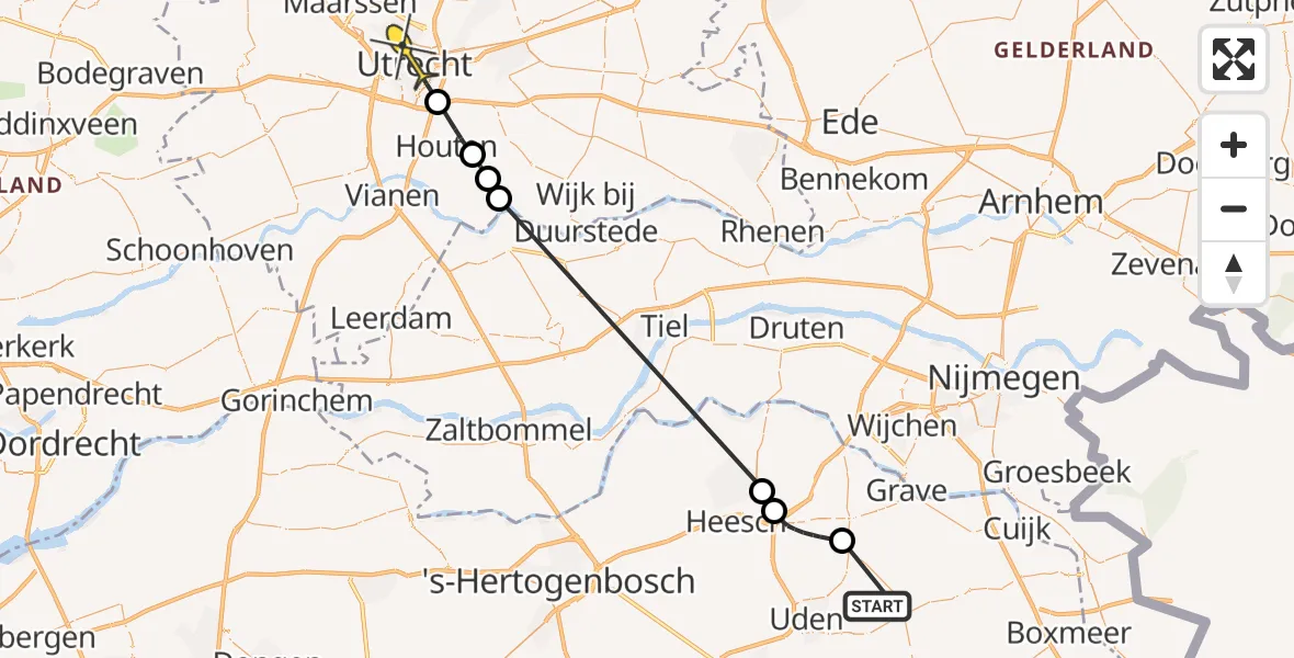 Routekaart van de vlucht: Politieheli naar Utrecht, Millsebaan