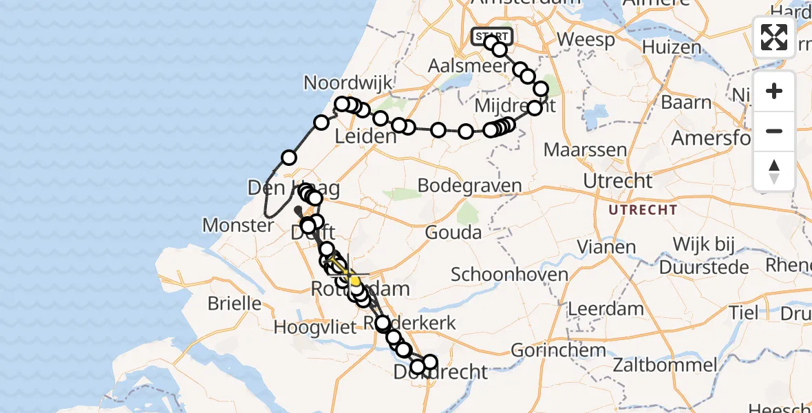 Routekaart van de vlucht: Politieheli naar Rotterdam The Hague Airport, Westerkimweg