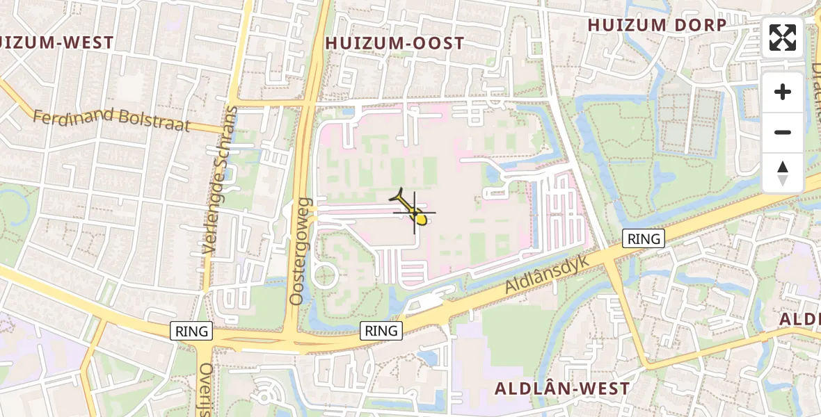 Vluchtroute Ambulancehelikopter van Leeuwarden naar Leeuwarden