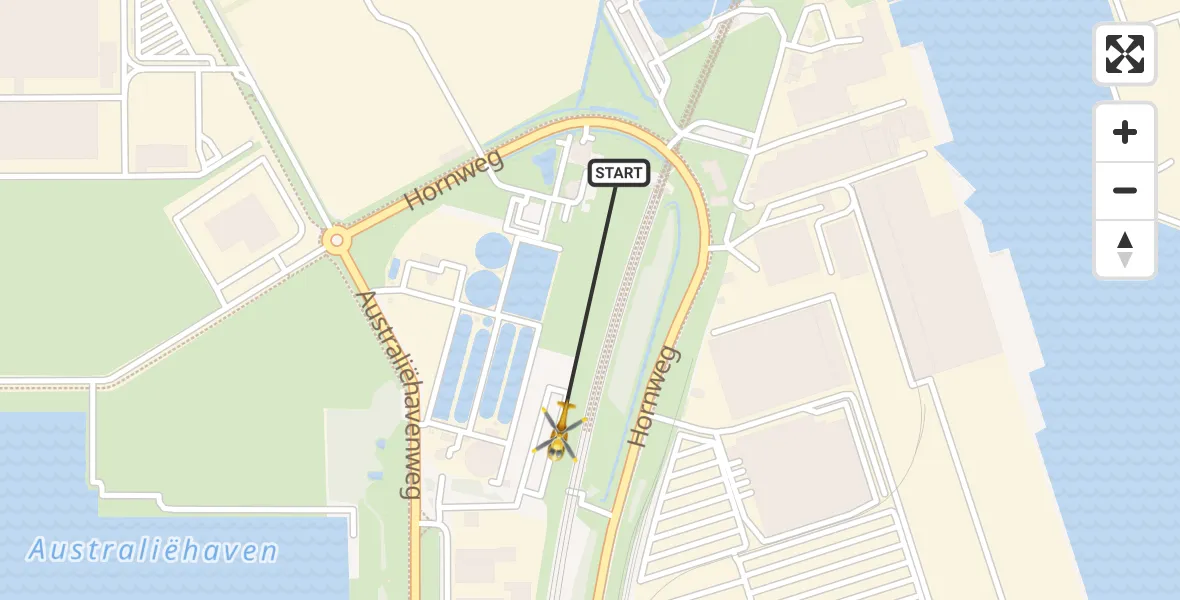 Vluchtroute Traumahelikopter van Amsterdam Heliport naar Amsterdam Heliport