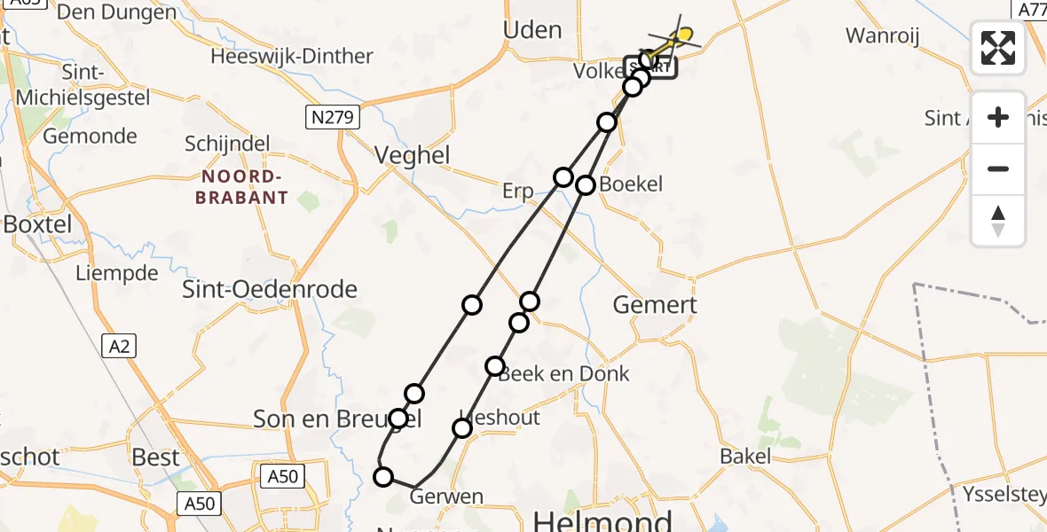 Routekaart van de vlucht: Lifeliner 3 naar Vliegbasis Volkel, Luttelweg