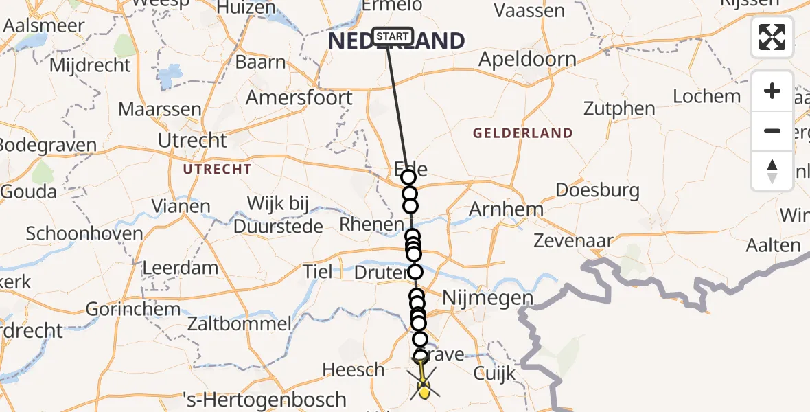 Routekaart van de vlucht: Politiehelikopter naar Zeeland, Peppelerweg
