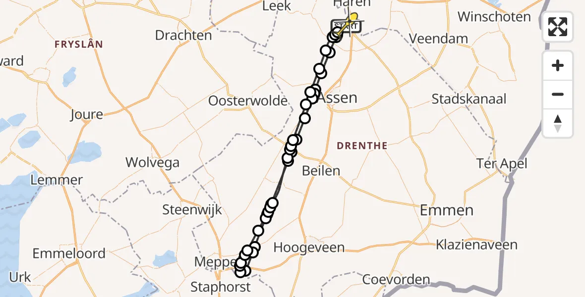 Routekaart van de vlucht: Lifeliner 4 naar Groningen Airport Eelde, Lugtenbergerweg
