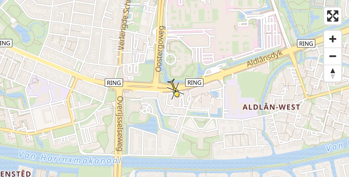 Vluchtroute Ambulancehelikopter van Leeuwarden naar Leeuwarden