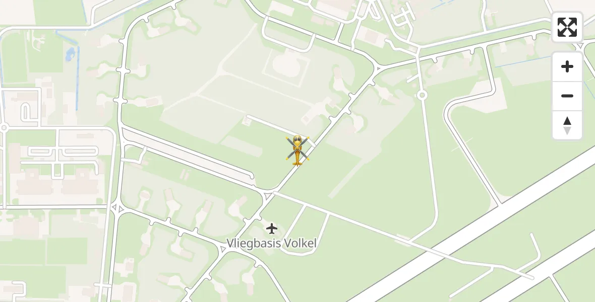 Vluchtroute Traumahelikopter van Vliegbasis Volkel naar Vliegbasis Volkel