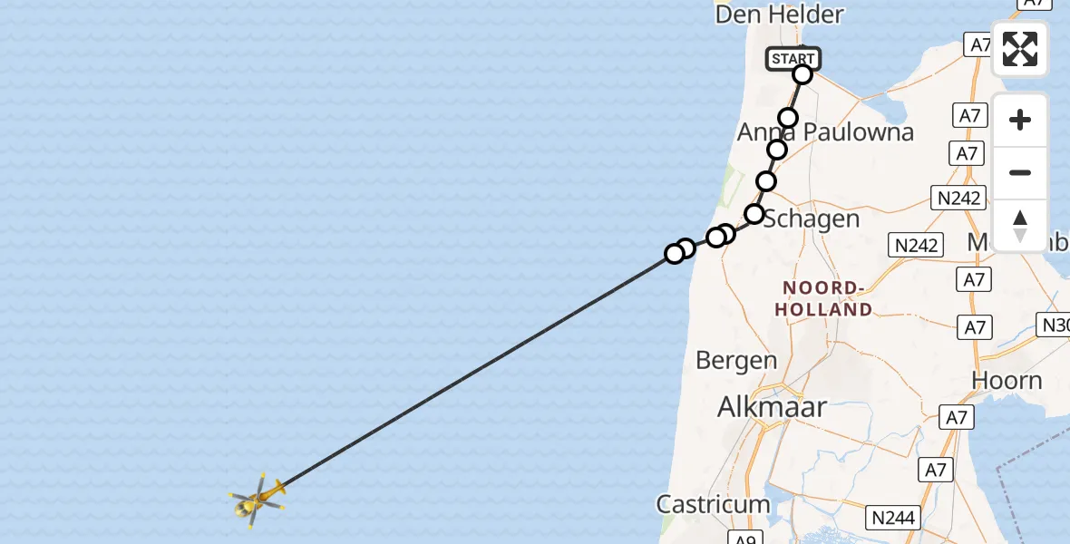 Vluchtroute  Vliegveld De Kooy - , 01 mei 2024, 07:51