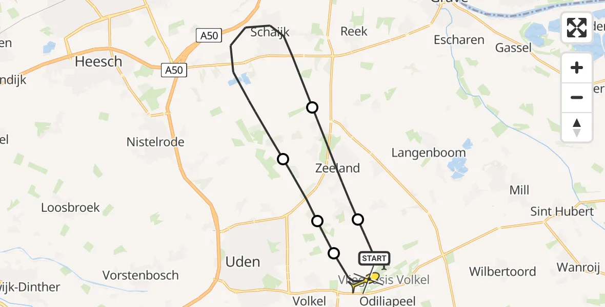 Routekaart van de vlucht: Lifeliner 3 naar Vliegbasis Volkel, Bovenste Trent