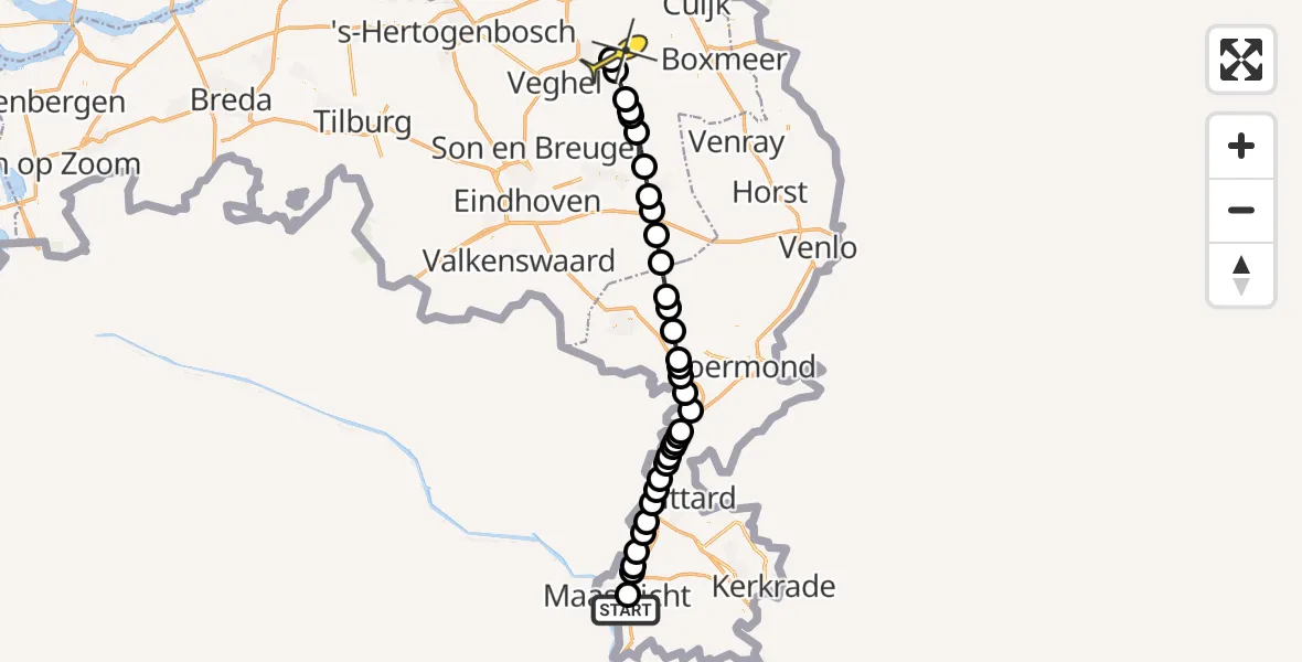 Routekaart van de vlucht: Lifeliner 3 naar Vliegbasis Volkel, Heerderdwarsstraat