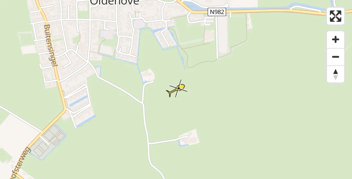 Routekaart van de vlucht: Traumahelikopter naar Oldehove