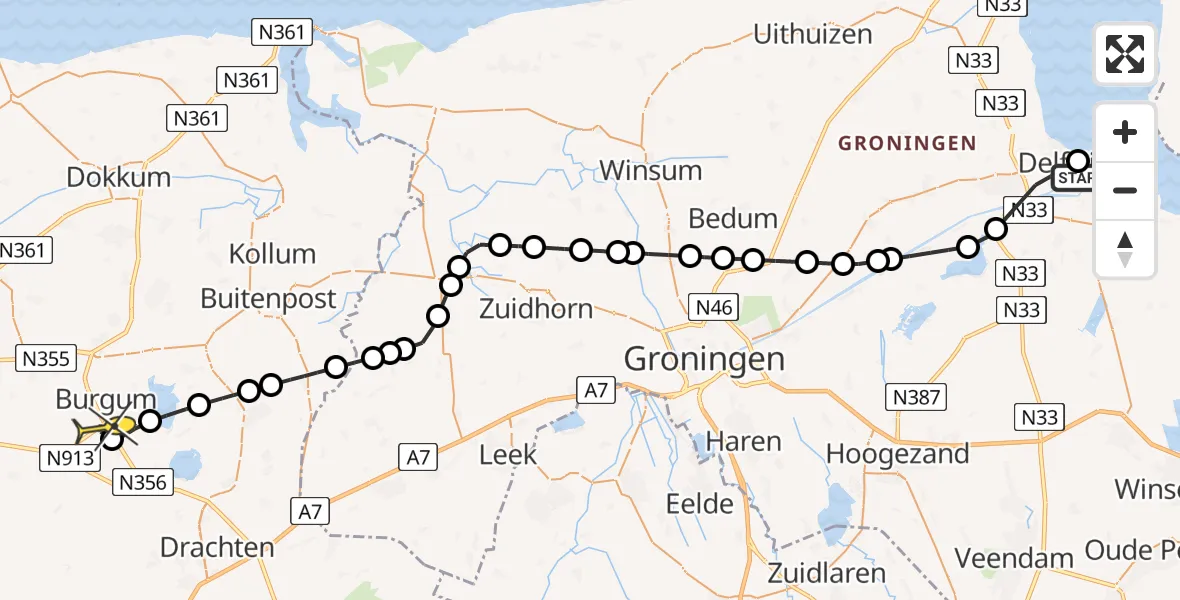 Routekaart van de vlucht: Lifeliner 4 naar Garyp, Stolp