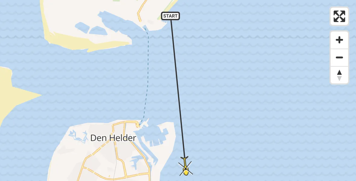 Routekaart van de vlucht: Ambulanceheli naar Den Helder, Het Nieuwe Diep