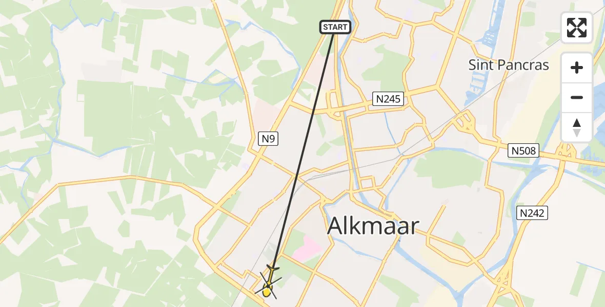 Routekaart van de vlucht: Ambulanceheli naar Alkmaar, Beatrixlaan