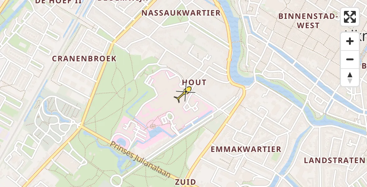 Routekaart van de vlucht: Ambulancehelikopter naar Alkmaar