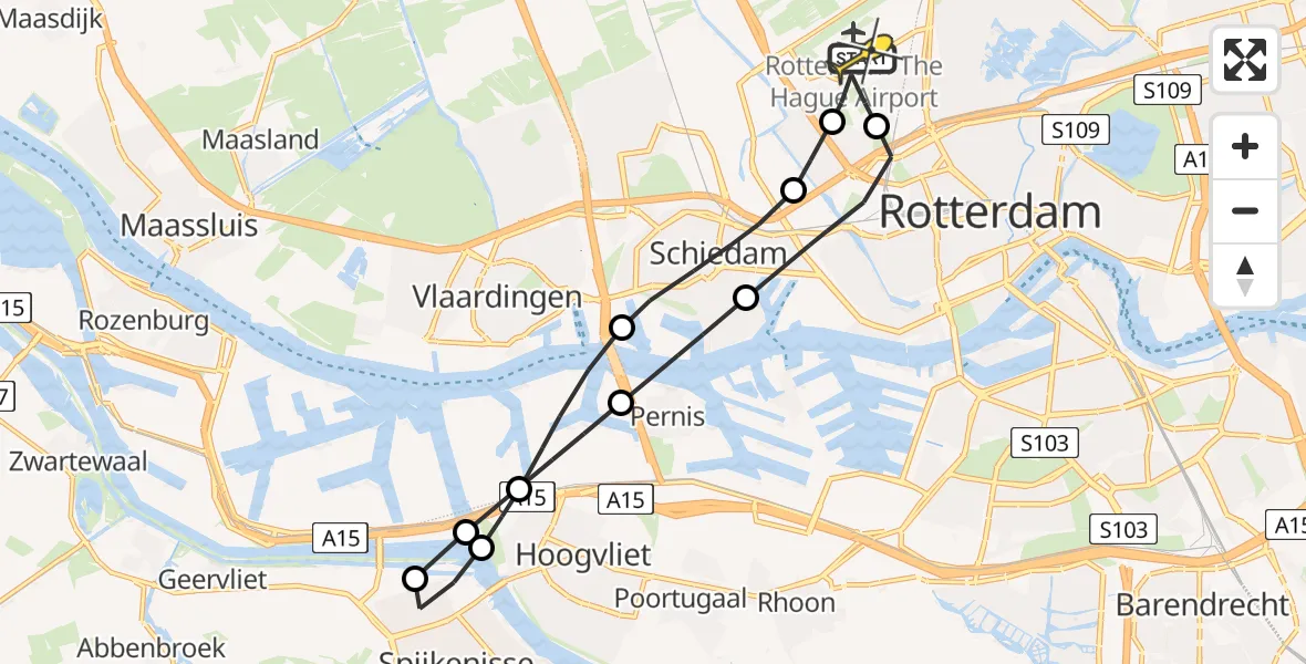 Routekaart van de vlucht: Lifeliner 2 naar Rotterdam The Hague Airport, Terletpad