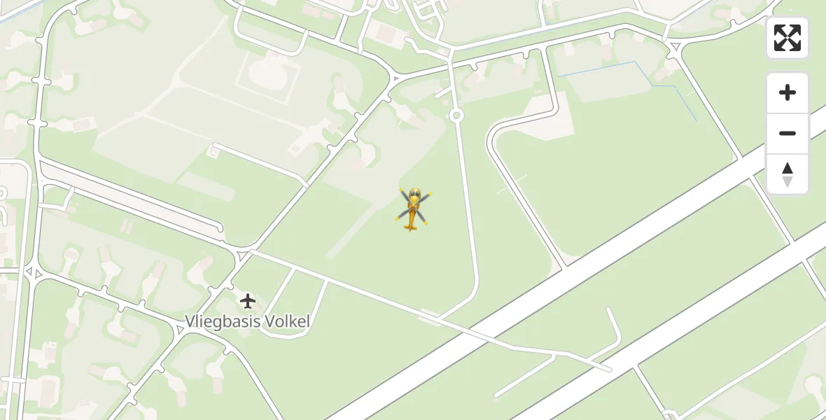Vluchtroute Traumahelikopter van Vliegbasis Volkel naar Vliegbasis Volkel