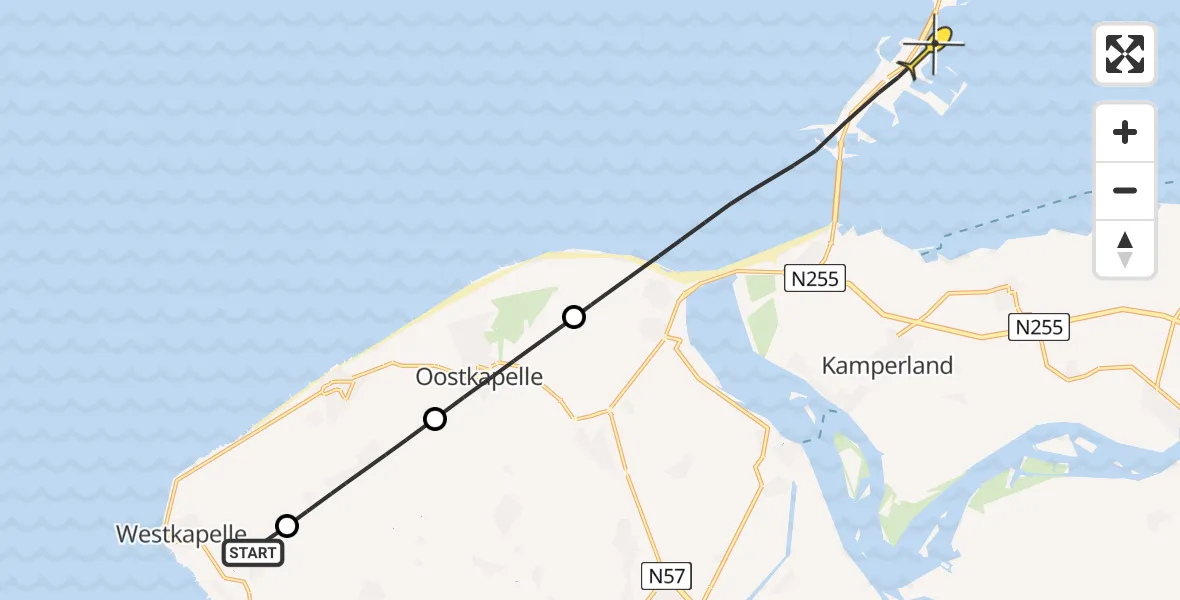 Routekaart van de vlucht: Lifeliner 2 naar Vrouwenpolder, Baaiweg