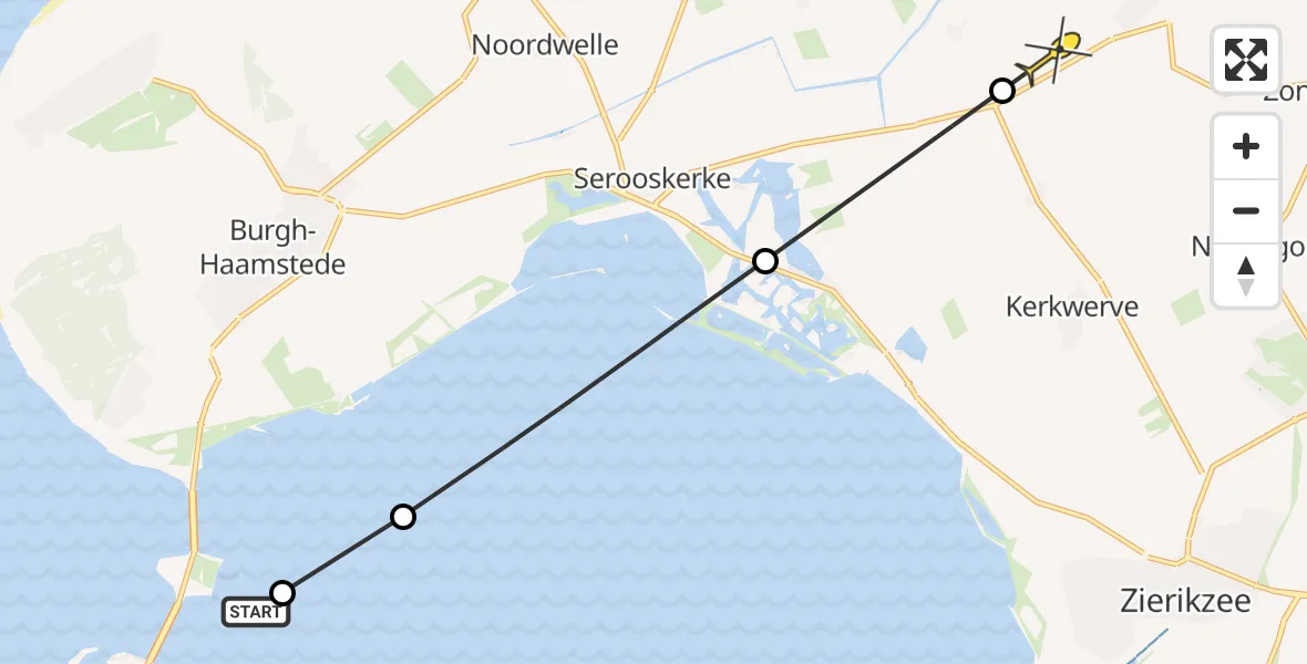 Routekaart van de vlucht: Lifeliner 2 naar Scharendijke, Schendersweg