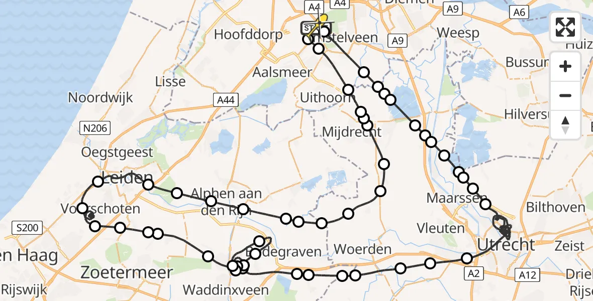 Routekaart van de vlucht: Politieheli naar Schiphol, Walaardt Sacréstraat