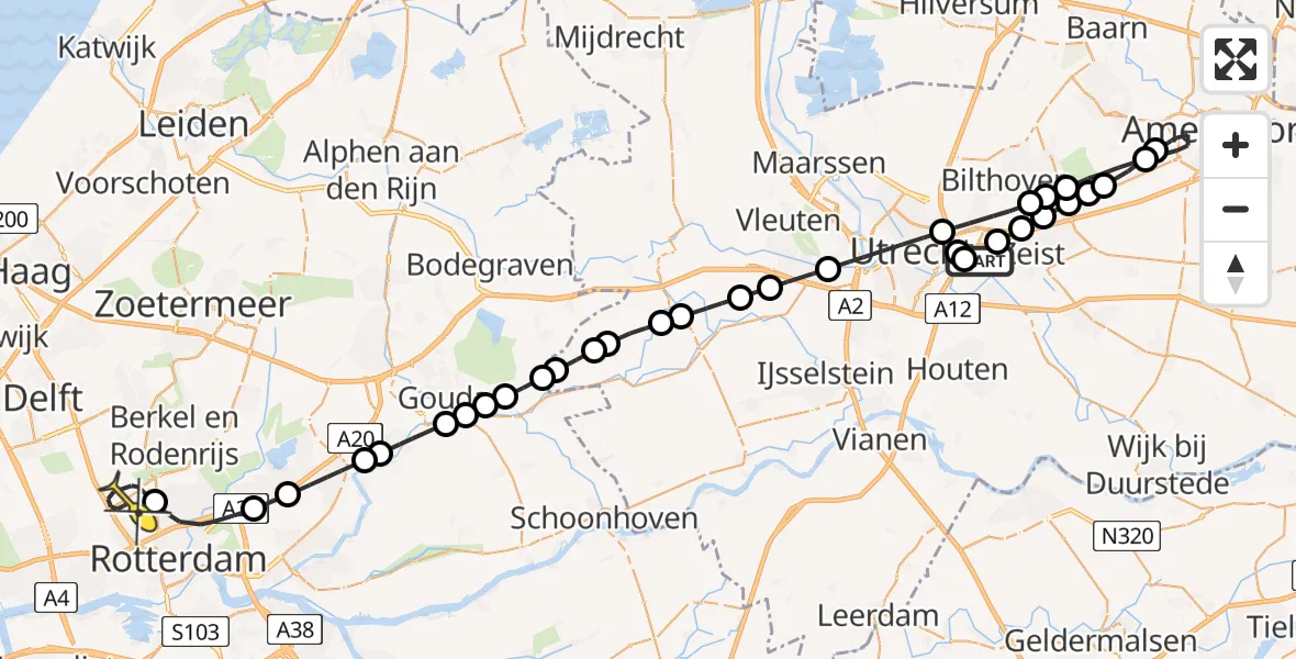 Routekaart van de vlucht: Lifeliner 2 naar Rotterdam The Hague Airport, Malpensabaan