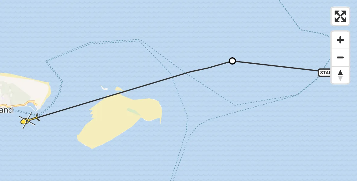 Routekaart van de vlucht: Ambulanceheli naar Vlieland Heliport, Haven Vlieland