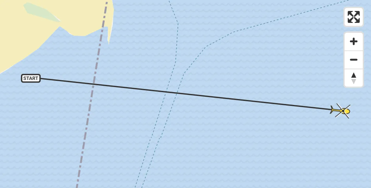 Routekaart van de vlucht: Ambulancehelikopter naar West-Terschelling