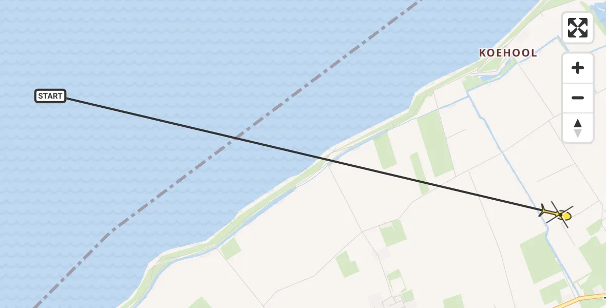 Routekaart van de vlucht: Ambulancehelikopter naar Tzummarum, Sinaedawei