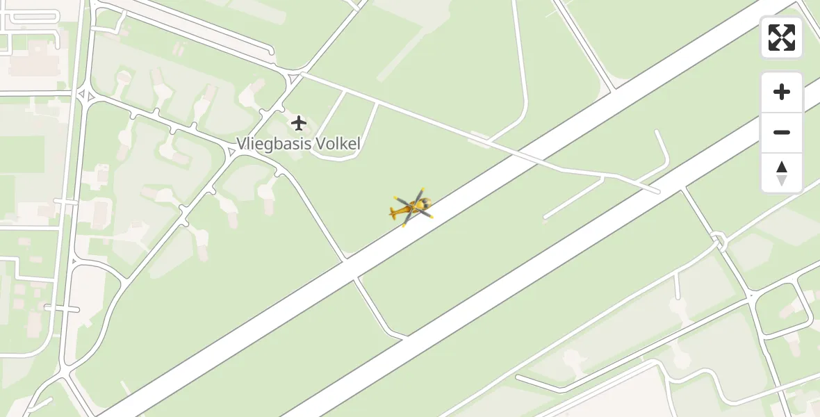Vluchtroute Traumahelikopter van Vliegbasis Volkel naar Vliegbasis Volkel
