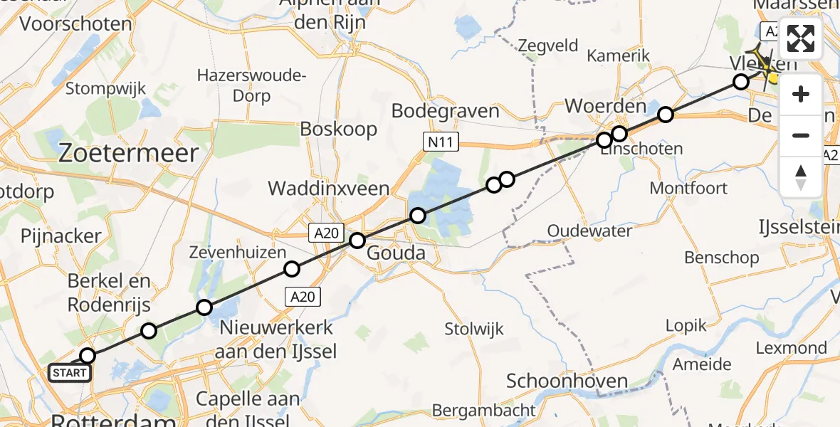 Routekaart van de vlucht: Lifeliner 2 naar Vleuten, Bovendijk