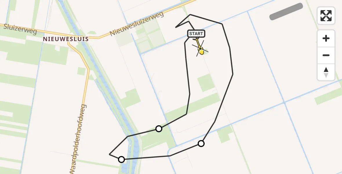 Routekaart van de vlucht: Politieheli naar Slootdorp, Nieuwesluizerweg