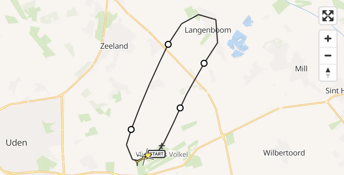 Routekaart van de vlucht: Lifeliner 3 naar Vliegbasis Volkel, Zeelandsedijk