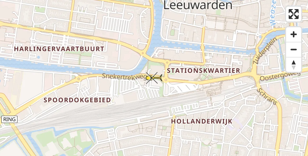 Vluchtroute Ambulancehelikopter van Leeuwarden naar Leeuwarden