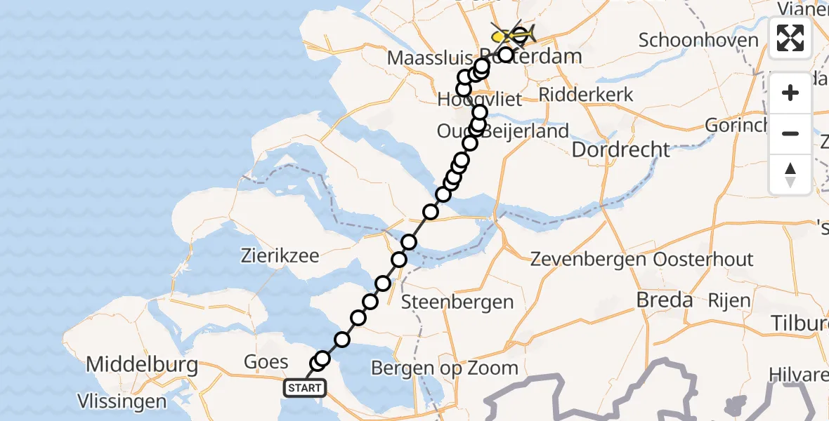Routekaart van de vlucht: Lifeliner 2 naar Rotterdam The Hague Airport, Dankerseweg