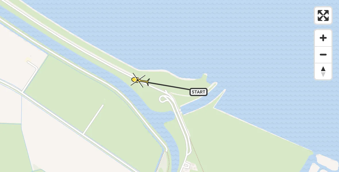 Routekaart van de vlucht: Politiehelikopter naar Dirksland, Zuiderdiepdijk