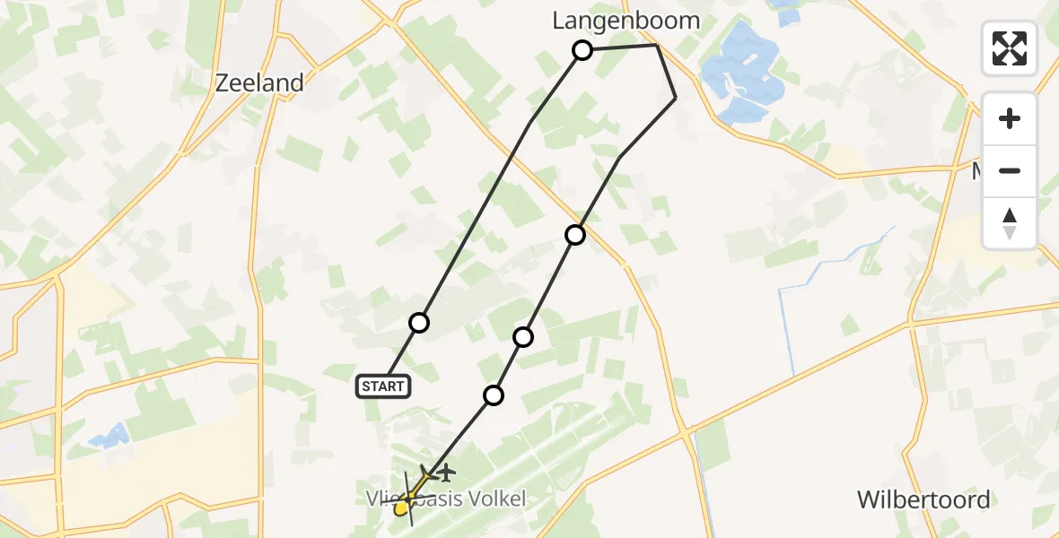 Routekaart van de vlucht: Lifeliner 3 naar Vliegbasis Volkel, Beemdsteeg