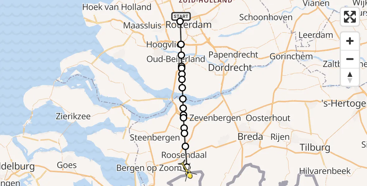 Routekaart van de vlucht: Lifeliner 2 naar Nispen, Deelenpad