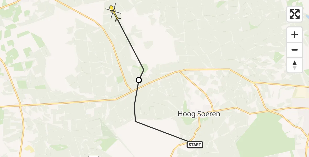 Routekaart van de vlucht: Politiehelikopter naar Uddel, Dassenberg