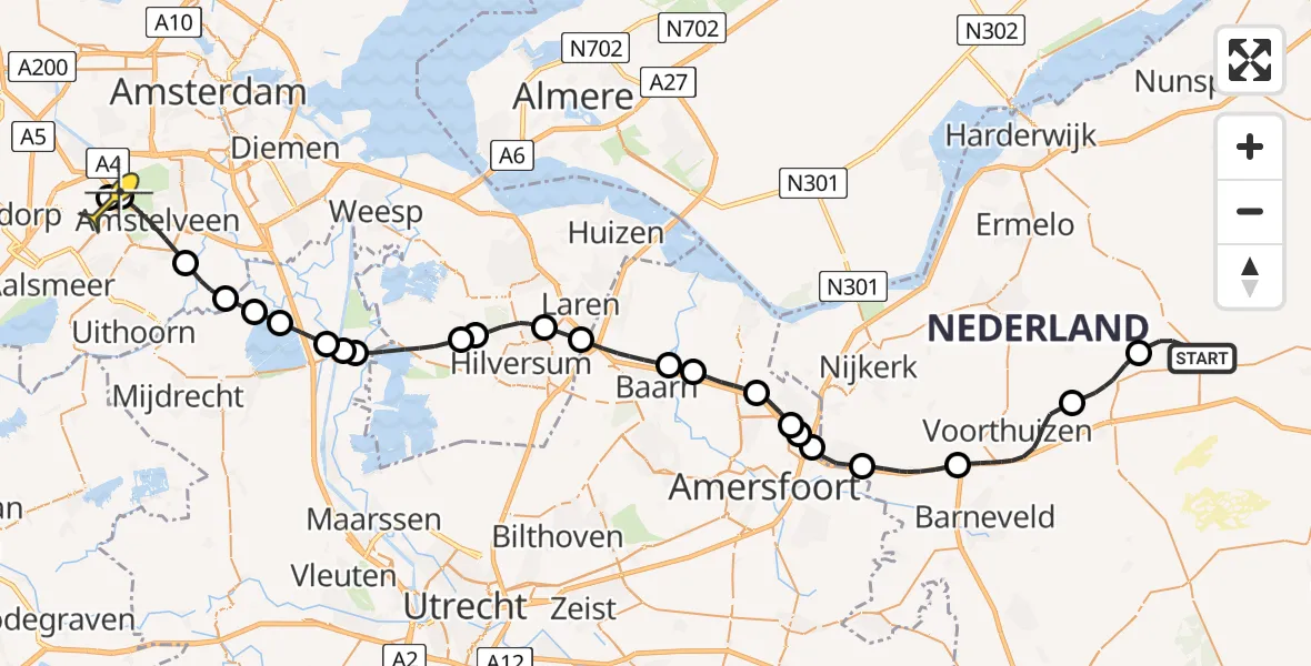 Routekaart van de vlucht: Politieheli naar Schiphol, Garderensemolenweg
