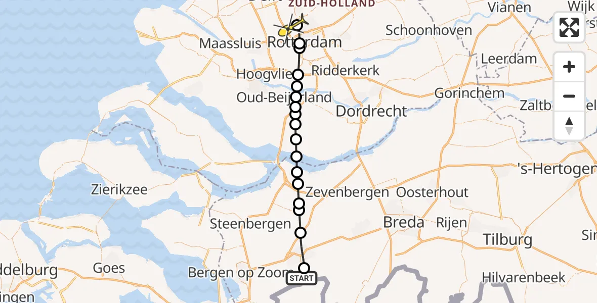 Routekaart van de vlucht: Lifeliner 2 naar Rotterdam The Hague Airport, Kerkweg