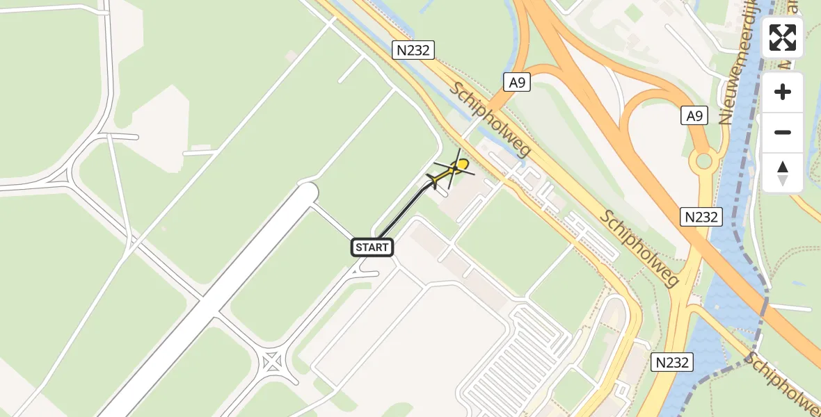 Routekaart van de vlucht: Politieheli naar Schiphol, Loevesteinse Randweg
