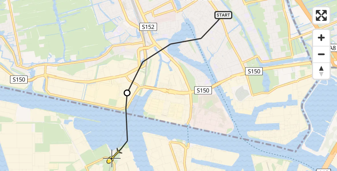 Routekaart van de vlucht: Lifeliner 1 naar Amsterdam Heliport, Spiekeroog