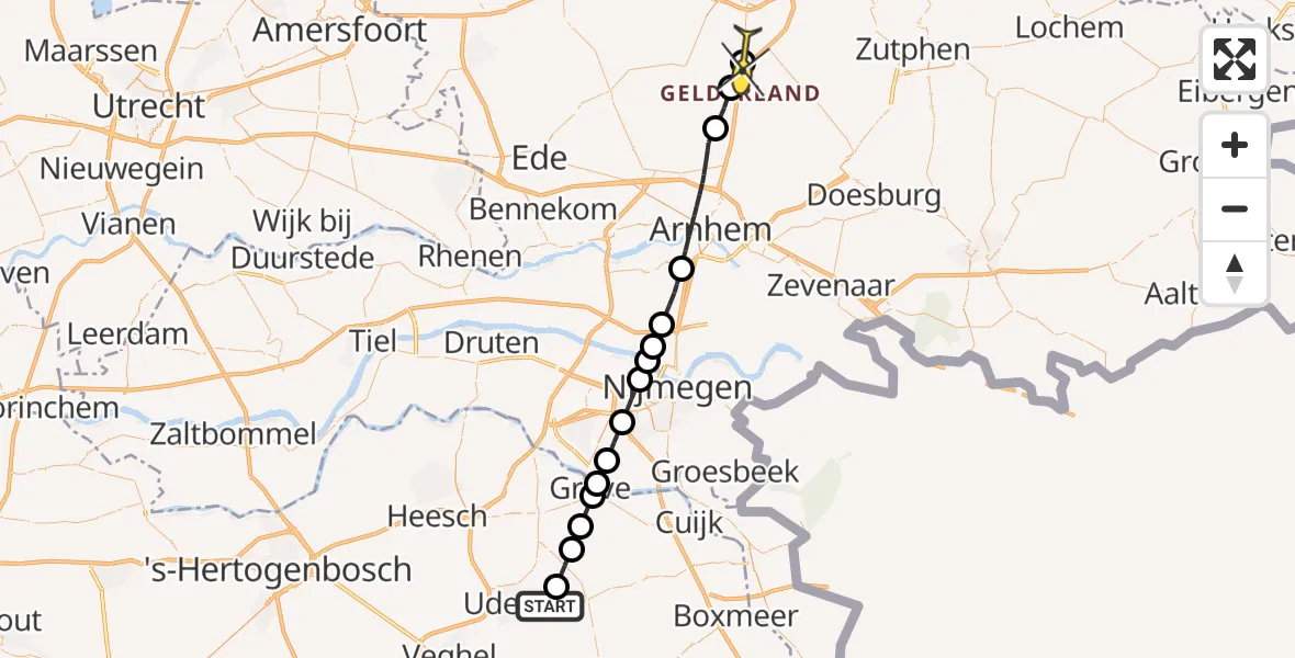 Routekaart van de vlucht: Lifeliner 3 naar Beekbergen, Houtvennen