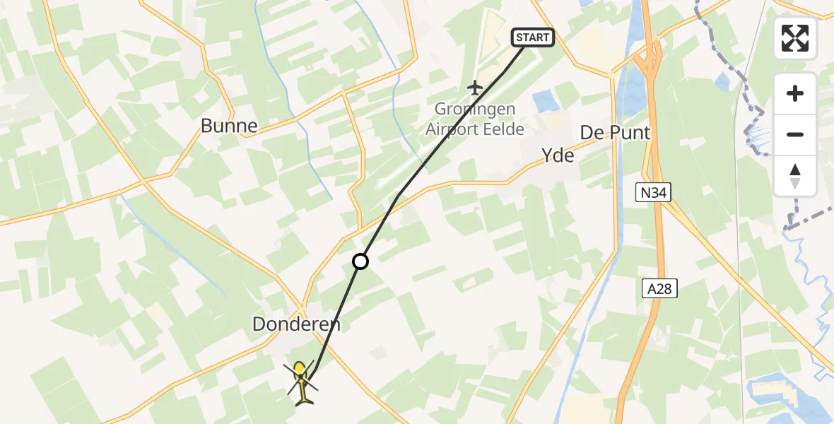 Routekaart van de vlucht: Lifeliner 4 naar Donderen, Moespot
