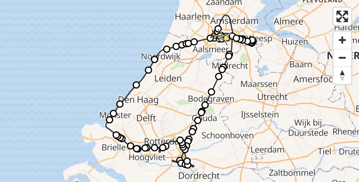 Routekaart van de vlucht: Politieheli naar Schiphol, Loevesteinse Randweg