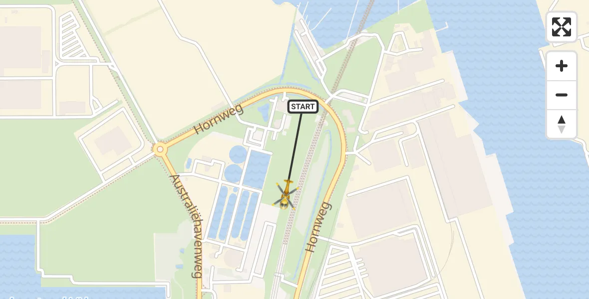 Vluchtroute Traumahelikopter van Amsterdam Heliport naar Amsterdam Heliport