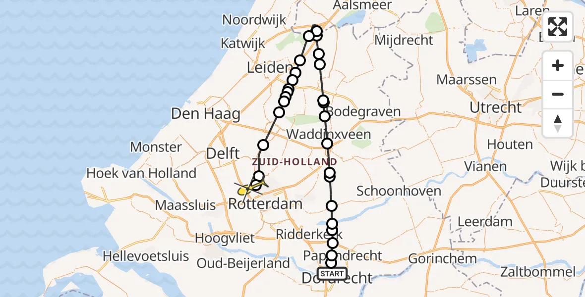 Routekaart van de vlucht: Lifeliner 2 naar Rotterdam The Hague Airport, Dolhuisstraat