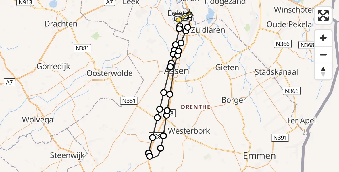 Routekaart van de vlucht: Lifeliner 4 naar Groningen Airport Eelde, Moespot