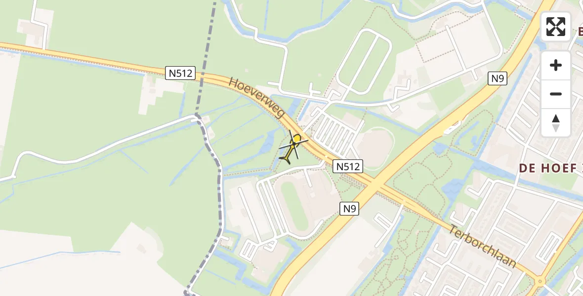 Routekaart van de vlucht: Traumahelikopter naar Alkmaar