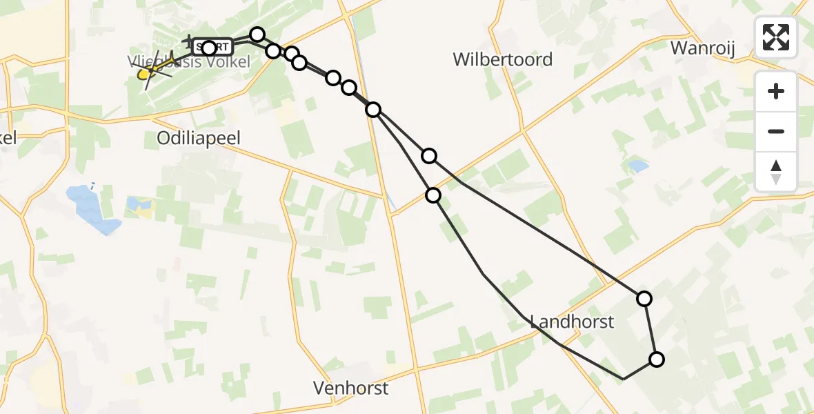 Routekaart van de vlucht: Lifeliner 3 naar Vliegbasis Volkel, Nieuwedijk