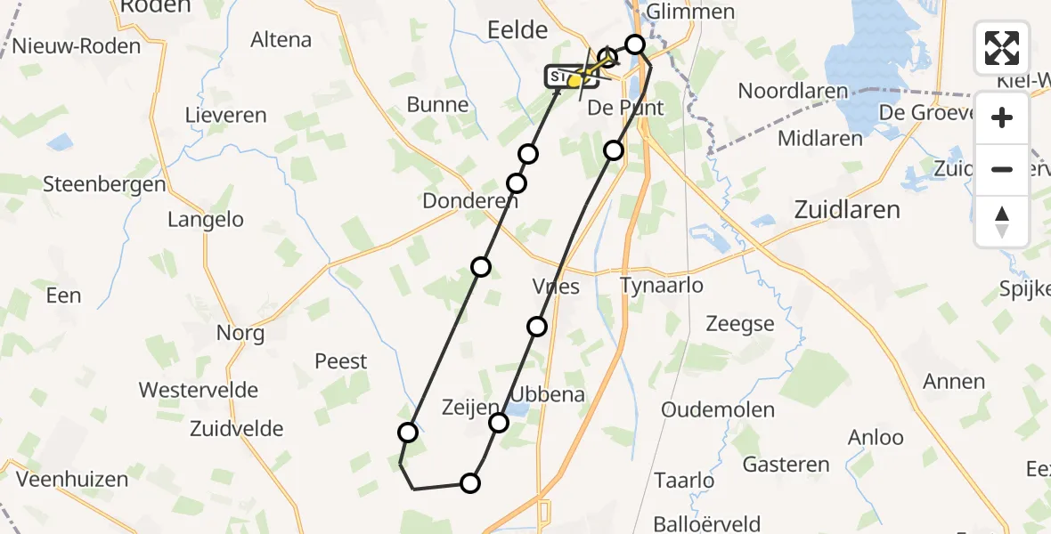 Routekaart van de vlucht: Lifeliner 4 naar Groningen Airport Eelde, Luchtenburgerweg