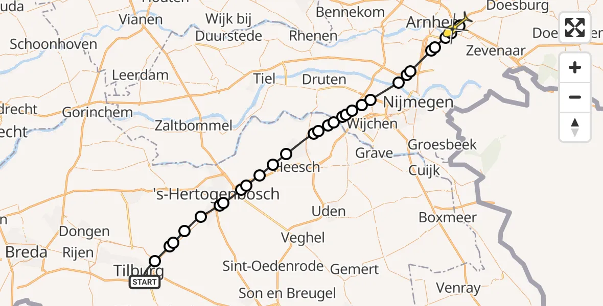 Routekaart van de vlucht: Lifeliner 3 naar Arnhem, Wethouder Goyaertsstraat